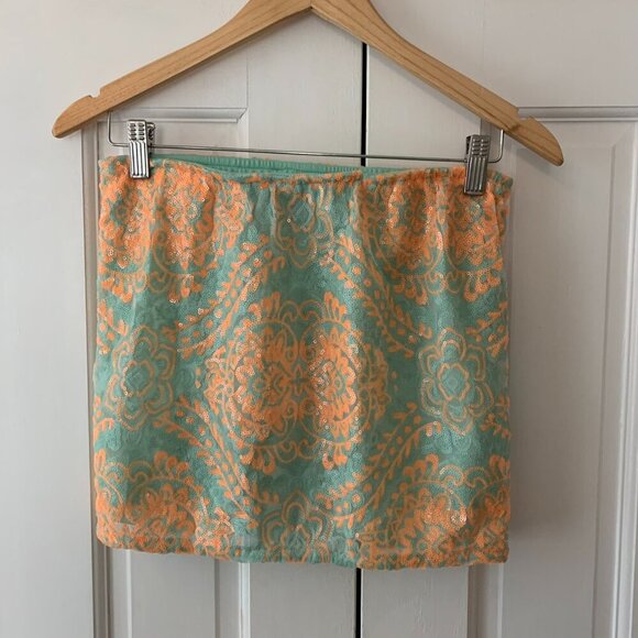 Sequins Printed Mini Skirt - English Rose - Sz Medium - Picture 2 of 3